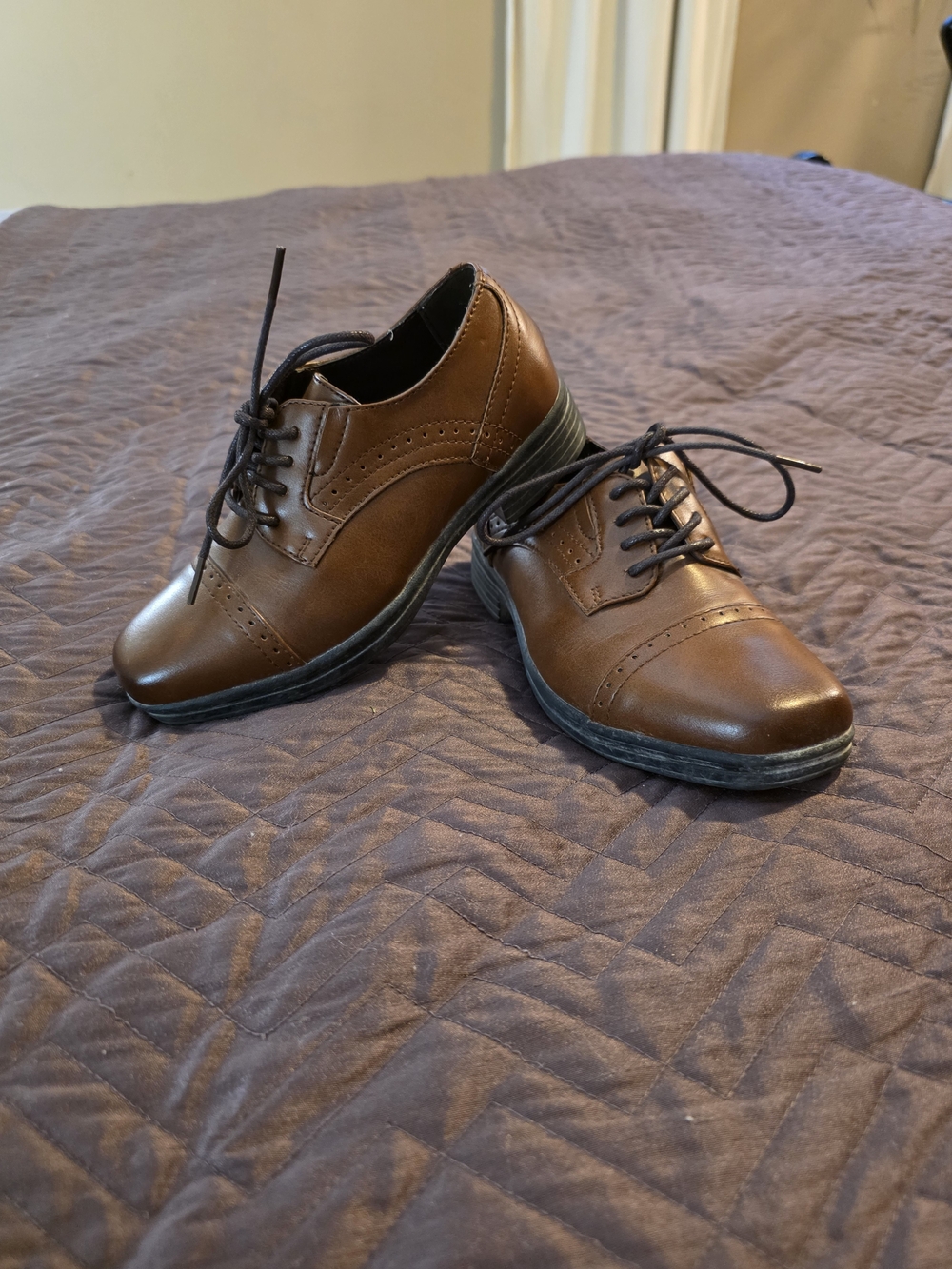 Stafford Brown Kids Dress Oxford Shoes